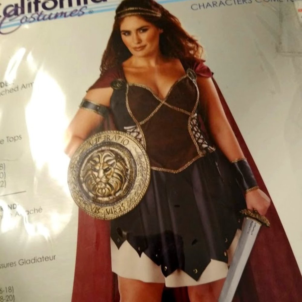 Glorious Gladiator Costume with Shield Plus Size 2X 18-20
